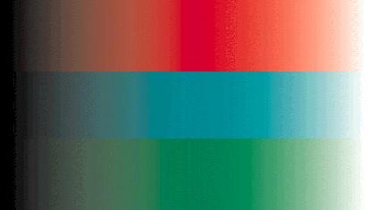 Picture  showing red, blue, and green, horizontal bands which vary from dark to light.