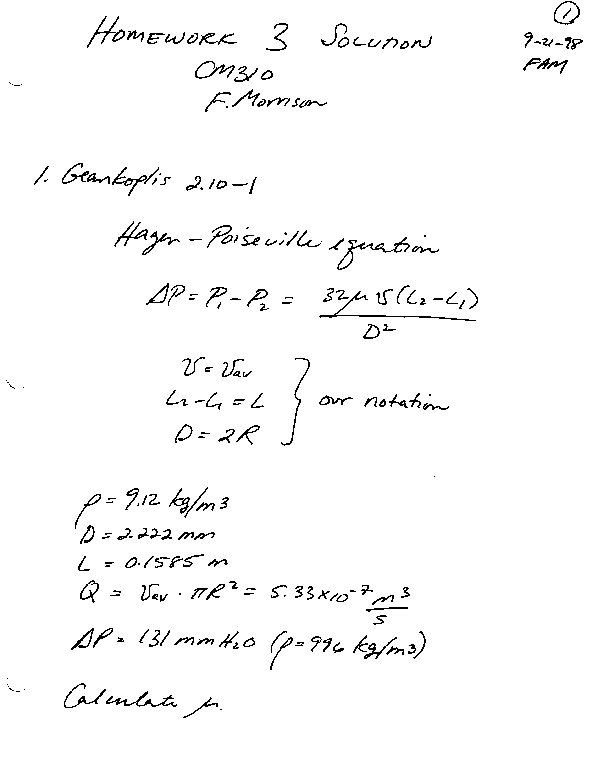 solution of homework problem