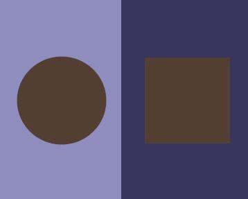 Picture  simulating the appearance of a dark brown square against a lavender background, to a person with color deficient partial sight.  To such a person the lavender appears much darker and does not contrast effectively with the brown.