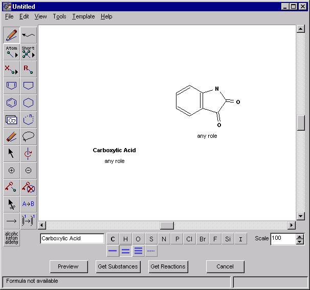 SFS reaction search for isatin 1